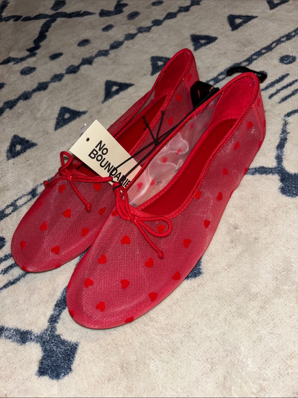 No Boundaries Women’s Red Heart Mesh Ballet Flats! MULTIPLE SIZES! BRAND NEW!